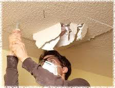 Ceiling opened to locate a plumbing leak