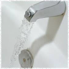 Water running from tub spout