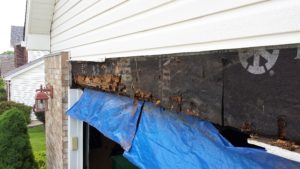 Water damage over garage door